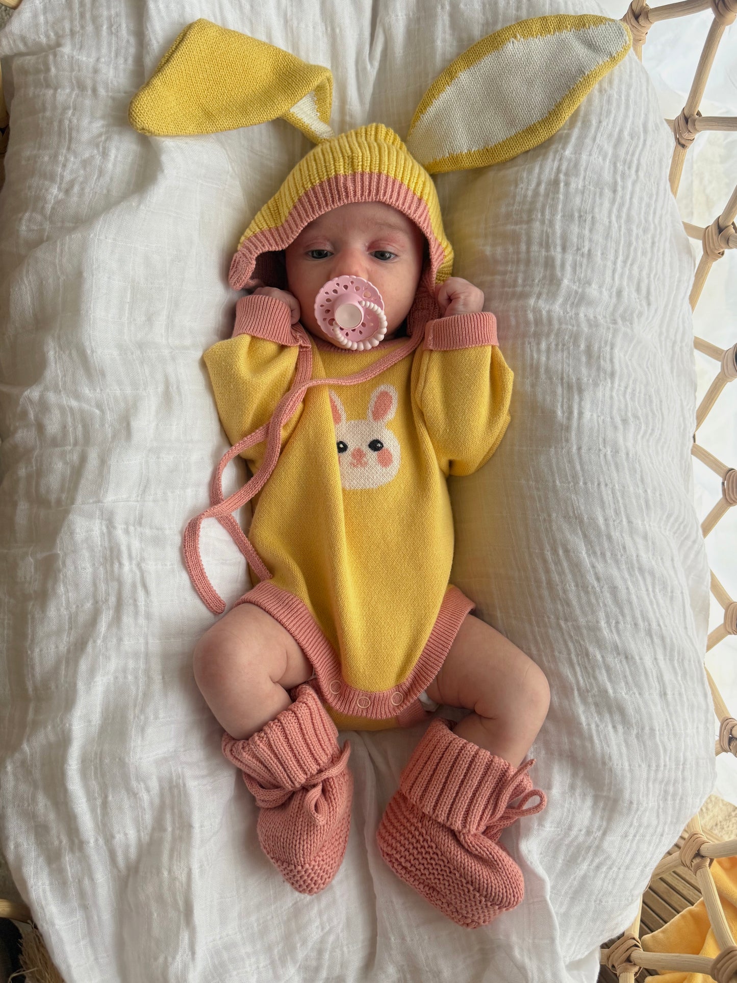 Bunny Knit Romper Butter Pink