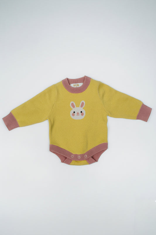 Bunny Knit Romper Butter Pink