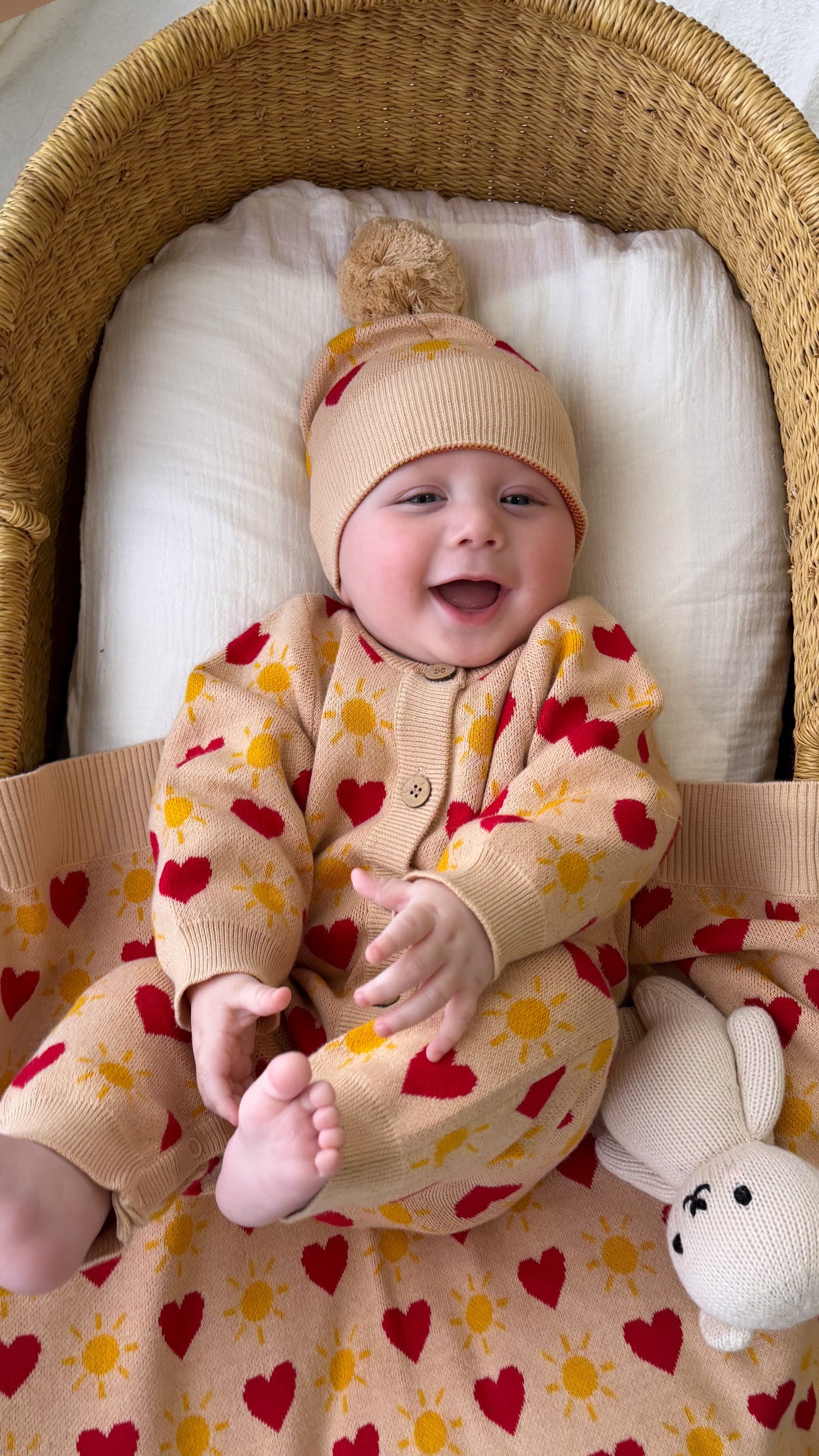 KNITTED POM BEANIE LITTLE LOVE SUNSHINE