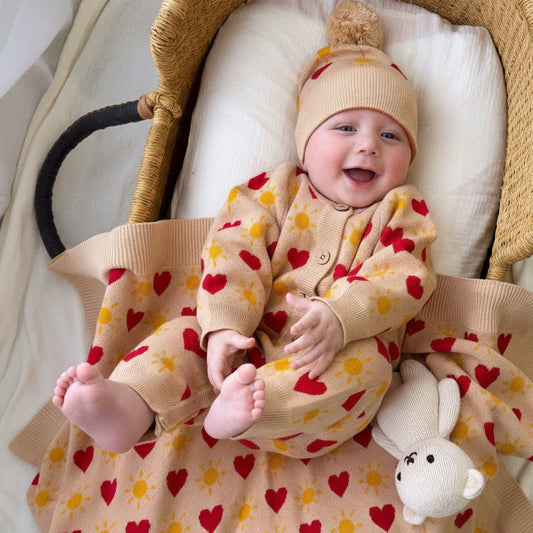 KNITTED POM BEANIE LITTLE LOVE SUNSHINE