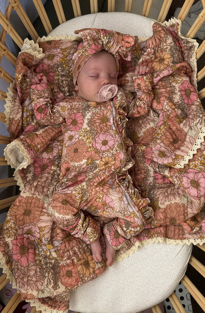 FRILL ZIP ROMPER VINTAGE GARDEN