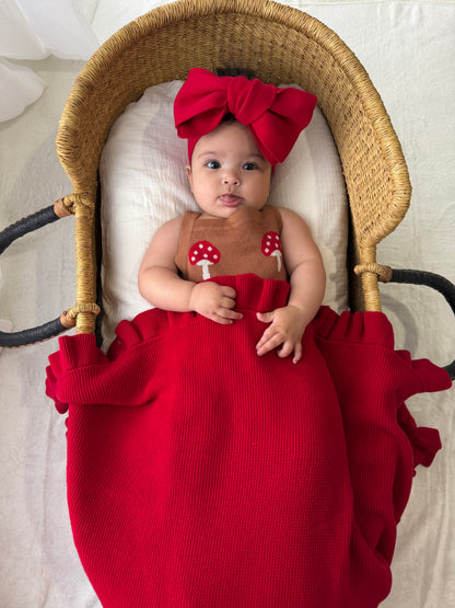 FRILL KNIT BLANKET CHERRY