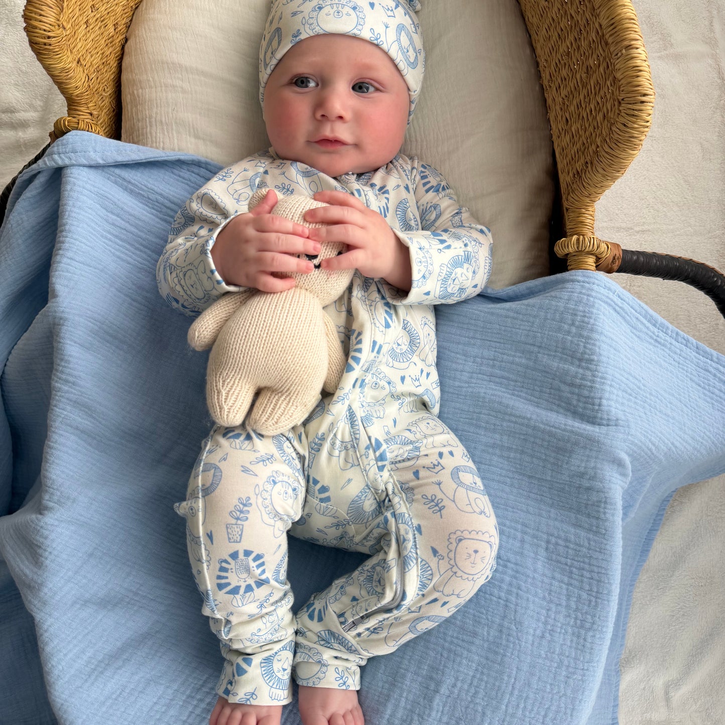 MUSLIN COTTON GAUZE BLANKET BLUE MIST