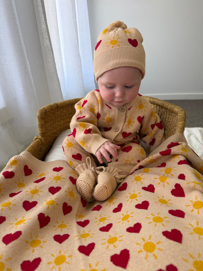 KNITTED POM BEANIE LITTLE LOVE SUNSHINE