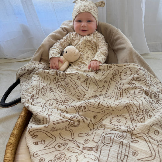 MUSLIN COTTON GAUZE BLANKET TINY TOOLS