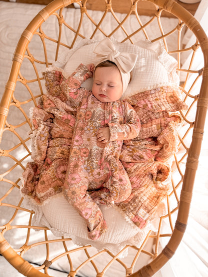 FRILL ZIP ROMPER VINTAGE GARDEN