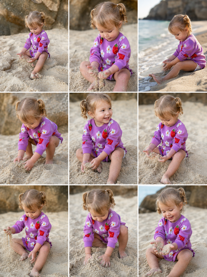 KNIT ROMPER STRAWBERRY DAISY