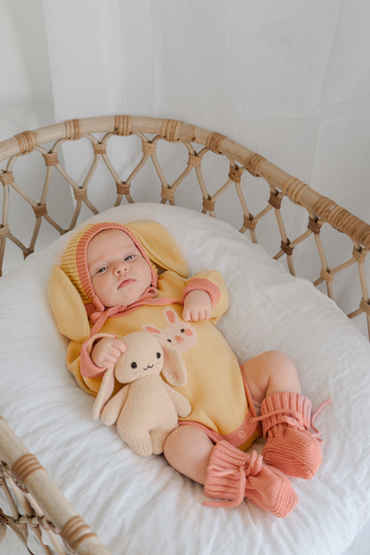 Bunny Knit Romper Butter Pink
