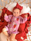 KNIT ROMPER STRAWBERRY DAISY