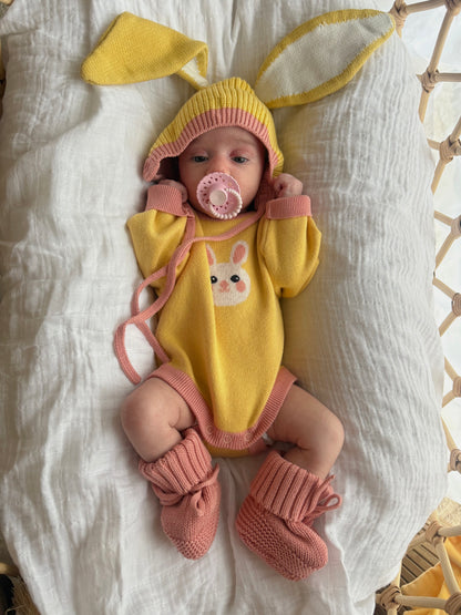 Bunny Knit Romper Butter Pink