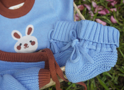 Knitted Booties Blue